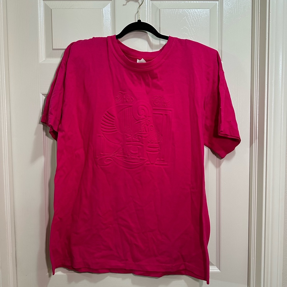 Women’s vintage short sleeve crew neck shirt pink pressed French design